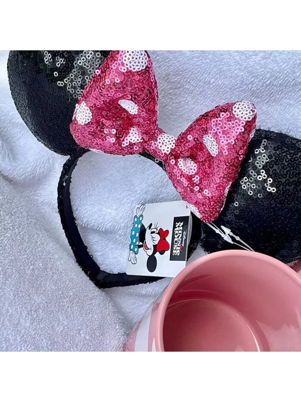 Disney Minnie Mouse Mug & Headband Set Pink Polka Dot NWT